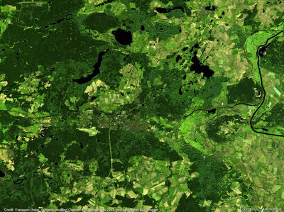 Satellitenaufnahme von Eberswalde, Falschbarbenbild